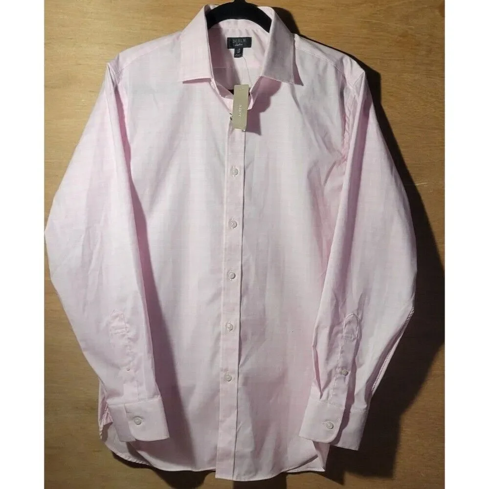 New! J.Crew Dress Shirt Size 15/33 Ludlow Pink Plaid Long Sleeve
